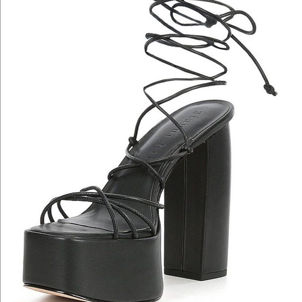 Gianni bini rixey leather platform wrap strappy sandal